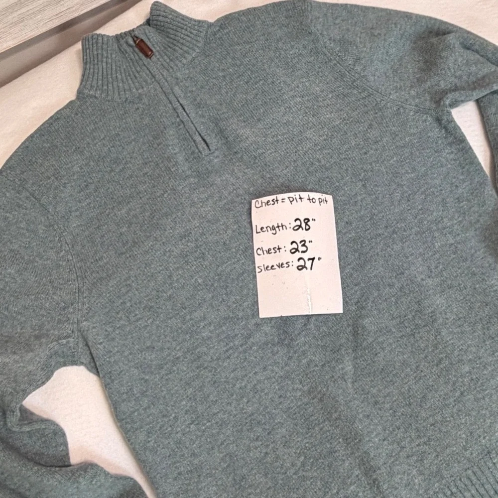 Bonobos 100% Lambswool Quarter Zip Sweater Men's Light Blue Heather M